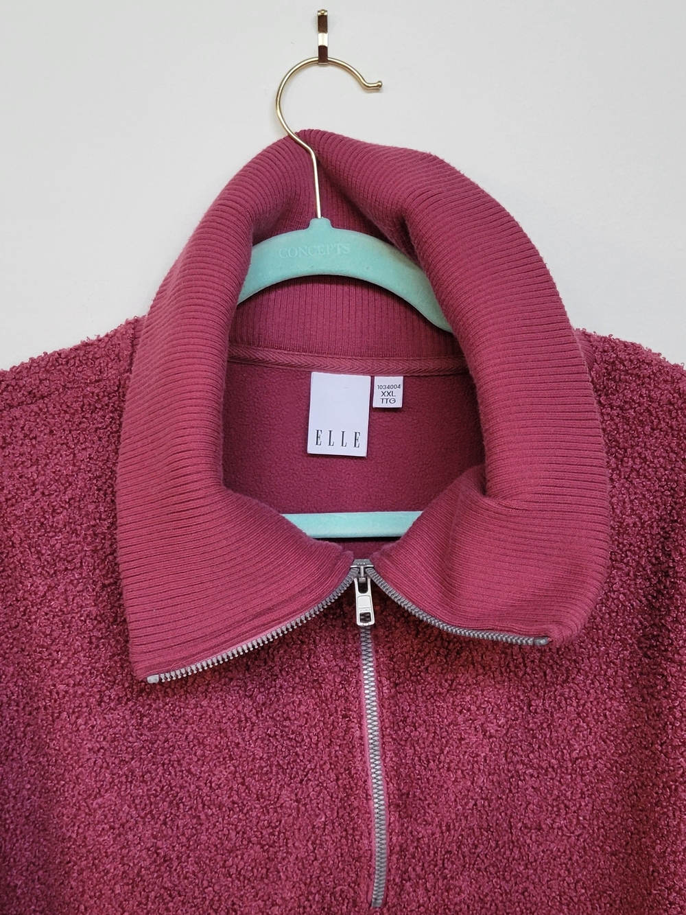 Elle Plush Half-Zip Sherpa Pullover - Roseberry - Picture 2 of 6